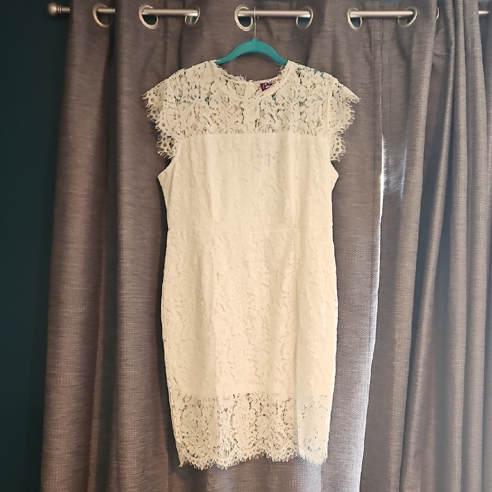 Windsor Cream Sheath Midi Dress with Cap Sleeves